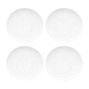 Porcelain Elips 8" x 7.25" Oval White Porcelain Plate (Set of 4)