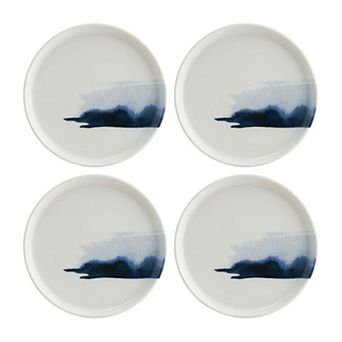 Blue Wave dia.8.75" Round Decorated Porcelain Plate (Set of 4)