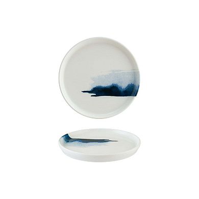 Blue Wave dia.8.75" Round Decorated Porcelain Plate (Set of 4)