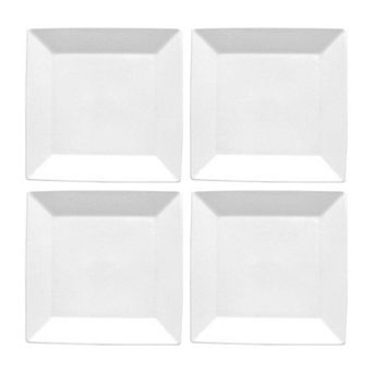 Porcelain Merid 8.25" x 8.25" Square White Porcelain Plate (Set of 4)