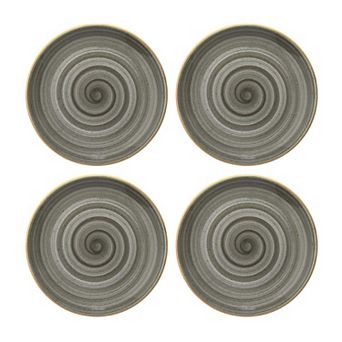 Space dia.12" Round Grey Porcelain Plate (Set of 4)