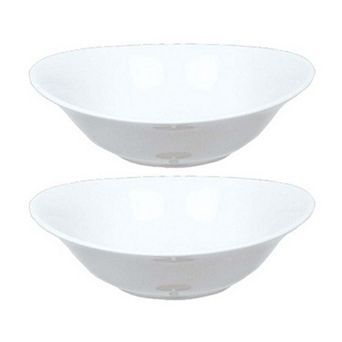 Porcelain Elips 9.25" x 8.5" x h:2.25" 32 oz. Oval White Porcelain Bowl (Set of 2)