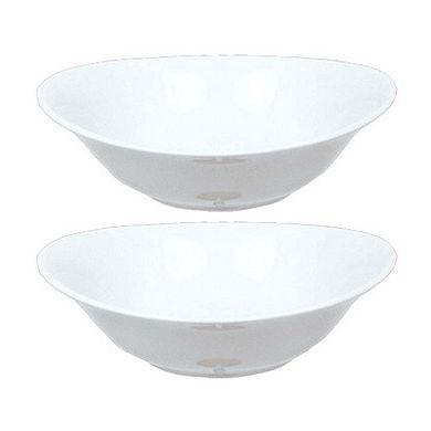 Porcelain Elips 9.25" x 8.5" x h:2.25" 32 oz. Oval White Porcelain Bowl (Set of 2)
