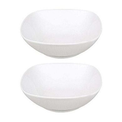 Porcelain Mimoza 8.25" x 8.25" x h:2.5" 36 oz. Square White Porcelain Bowl (Set of 2)