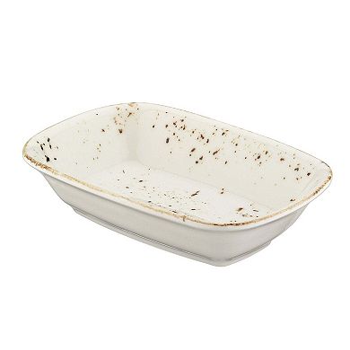 Grain 4.75" x 3.25" x h:1" 4 oz. Rectangular Decorated Porcelain Deep Plate (Set of 2)