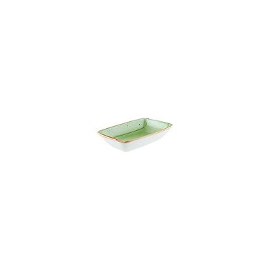 Therapy 6" x 3.75" x h:1.25" 6 oz. Rectangular Green Porcelain Deep Plate (Set of 2)