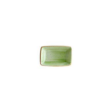 Therapy 6" x 3.75" x h:1.25" 6 oz. Rectangular Green Porcelain Deep Plate (Set of 2)