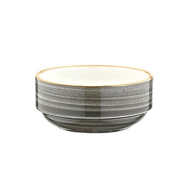 Space dia.4.75" h:2" 12 oz. Round Grey Porcelain Bowl (Set of 4)