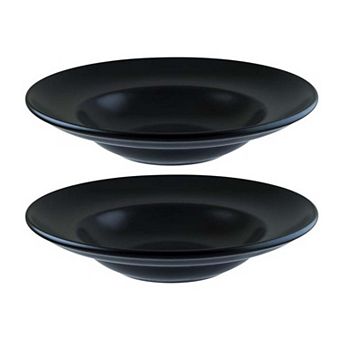 Notte dia.10.75" h:2.25" 16 oz. Round Black Porcelain Bowl (Set of 2)