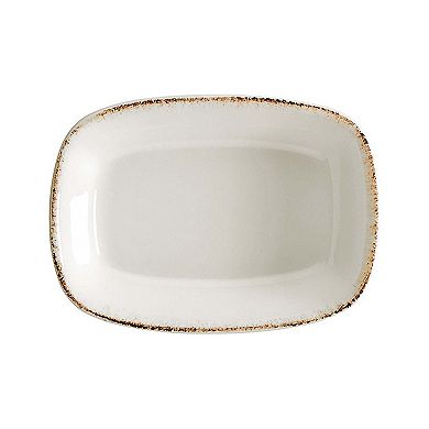 Retro 4.75" x 3.25" x h:1" 4 oz. Rectangular Decorated Porcelain Deep Plate (Set of 2)