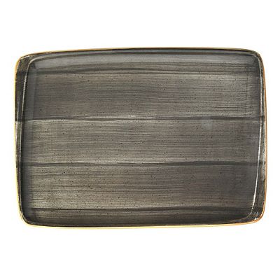 Space 9" x 6" Rectangular Grey Porcelain Plate (Set of 2)
