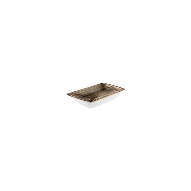 Terrain 6" x 3.75" x h:1.25" 6 oz. Rectangular Brown Porcelain Deep Plate (Set of 2)