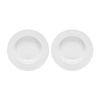 Porcelain Lizbon dia.11.75" h:2" 24 oz. Round White Porcelain Deep Plate (Set of 2)