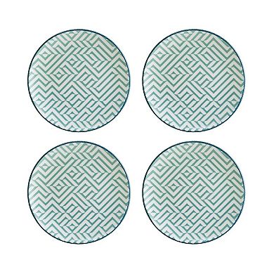 Chevron dia.10" Round Decorated Porcelain Plate (Set of 4)