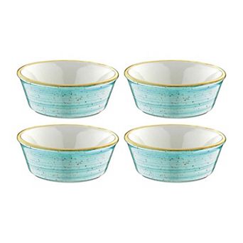Aqua dia.4.75" h:1.75" 10 oz. Round Blue Porcelain Bowl (Set of 4)