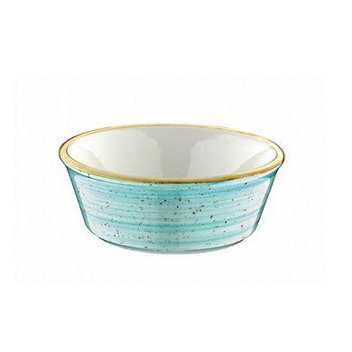 Aqua dia.4.75" h:1.75" 10 oz. Round Blue Porcelain Bowl (Set of 4)
