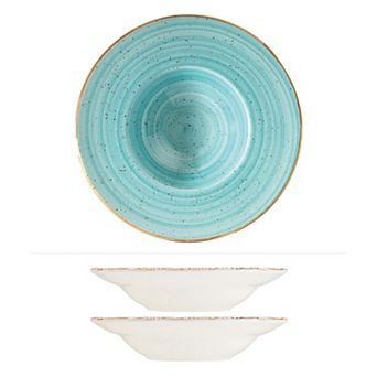 Aqua dia.11" h:2.5" 14 oz. Round Blue Porcelain Bowl (Set of 2)