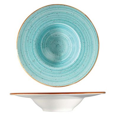 Aqua dia.11" h:2.5" 14 oz. Round Blue Porcelain Bowl (Set of 2)