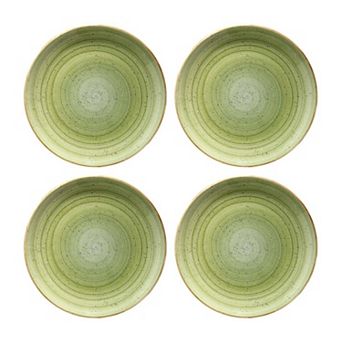 Therapy dia.12" Round Green Porcelain Plate (Set of 4)