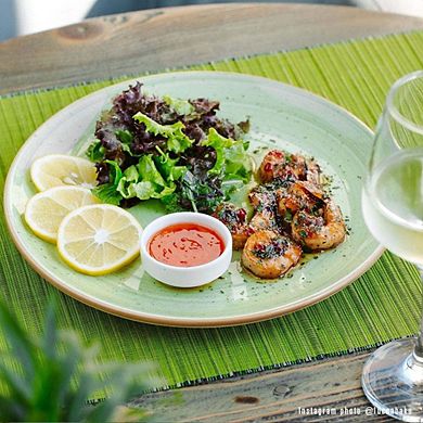 Therapy dia.12" Round Green Porcelain Plate (Set of 4)