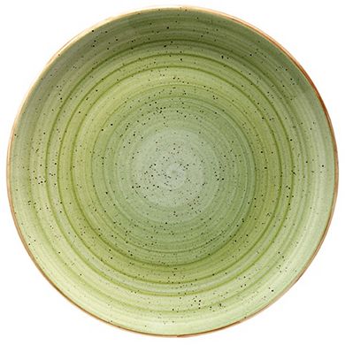 Therapy dia.12" Round Green Porcelain Plate (Set of 4)