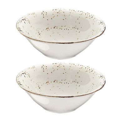 Grain dia.8" h:2.5" 30 oz. Round Decorated Porcelain Bowl (Set of 2)