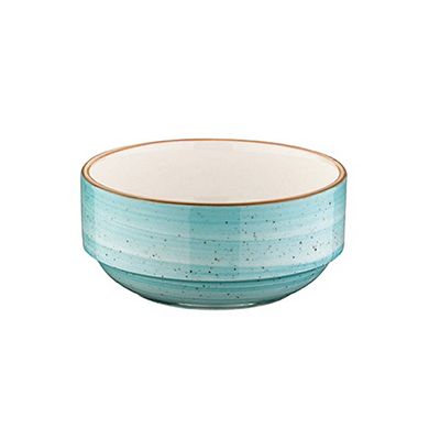 Aqua dia.4.75" h:2" 12 oz. Round Blue Porcelain Bowl (Set of 4)