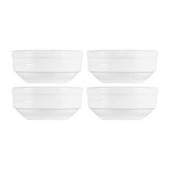 Porcelain Lizbon dia.3" h:1.25" 3 oz. Round White Porcelain Bowl (Set of 4)