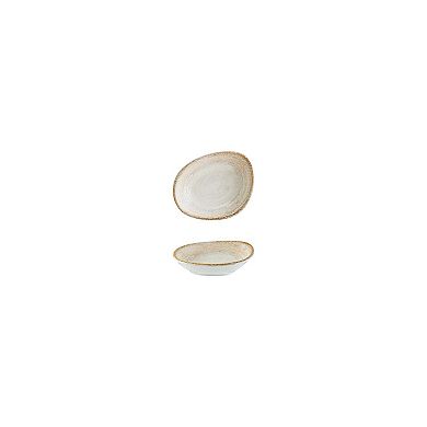 Patera 4" x 3" x h:0.75" 1 oz. Organic Shape Decorated Porcelain Bowl (Set of 4)