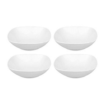 Porcelain Mimoza 6.75" x 6.75" x h:2" 23 oz. Square White Porcelain Bowl (Set of 4)