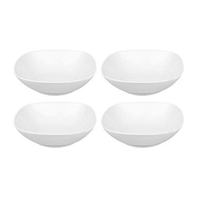 Porcelain Mimoza 6.75" x 6.75" x h:2" 23 oz. Square White Porcelain Bowl (Set of 4)