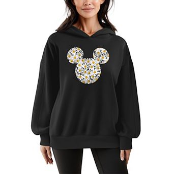 Women's Disney's Mickey Mouse Daisies Oversized Fleece Hoodie Sweatshirt