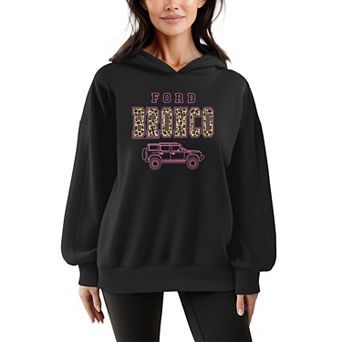 Women's Ford Bronco Leopard Oversized Fleece Hoodie Sweatshirt