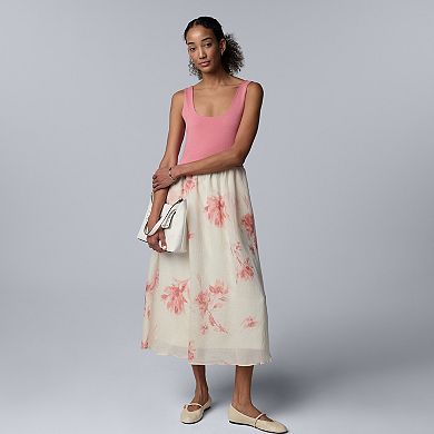 Women's Simply Vera Vera Wang Mixed Media Midi Dress