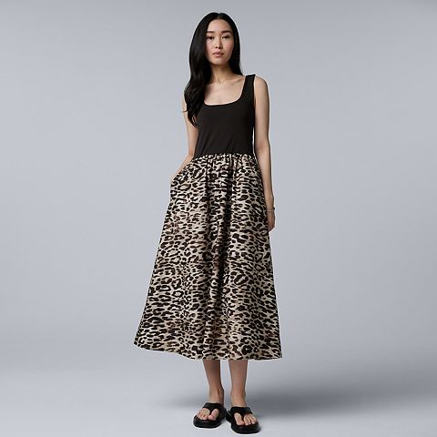 Женские платья Simply Vera Women's Simply Vera Vera Wang Mixed Media Midi Dress