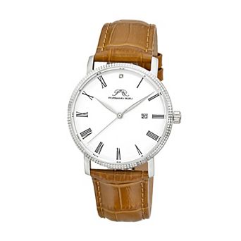 Porsamo Bleu Veritas1 Men's Diamond Leather Band Watch - 1361HVEL