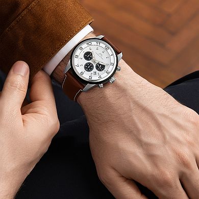 Porsamo Bleu Arthur Men's Chronograph Leather Strap Watch - 1091FARL