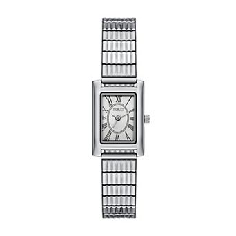 Folio Women's Silver-Tone Square Case Expansion Bracelet Watch