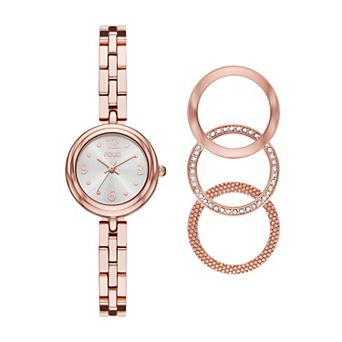 Folio Women's Round Interchangeable Bezel Bracelet Watch Set