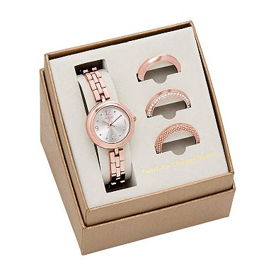 Folio Women's Round Interchangeable Bezel Bracelet Watch Set
