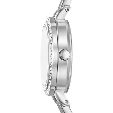 Folio Women's Silver-Tone Interchangeable Bezel Bangle Watch Set