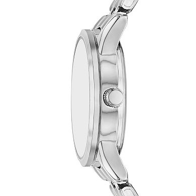 Folio Women's Silver-Tone Bracelet Watch & Bead Bracelet Set
