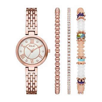 Folio Women's Bracelet Watch & Jewelry Set