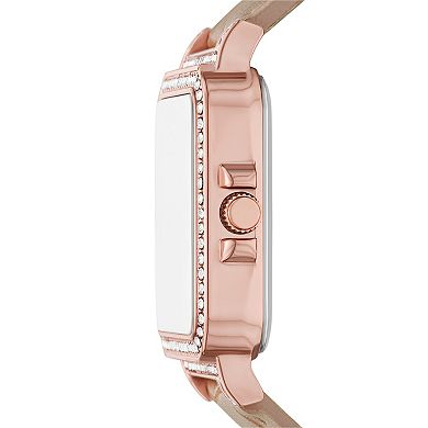 FOLIO Women's Rose Gold-Tone Crystal-Accent Rectangular Watch & 3-Piece Bracelet Set