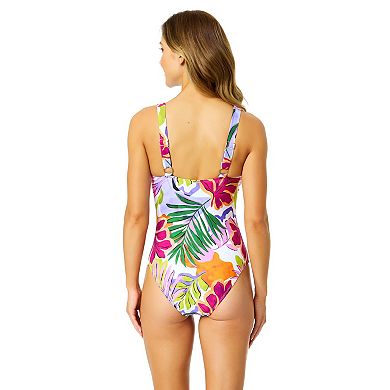 Women's Anne Cole Tropical V-Neck Ring Front One-Piece Swimsuit
