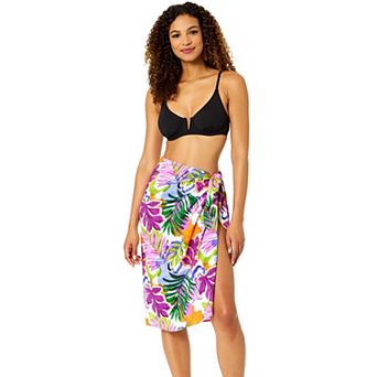 Women's Anne Cole Tropical Allover Print Tie Front Pareo