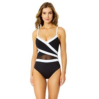 Women's Anne Cole Color-Block Mesh Paneled One-Piece Swimsuit