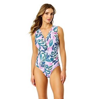 Women's Anne Cole V-Neck Snap Front One-Piece Swimsuit