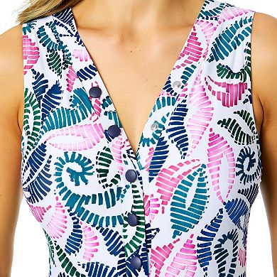 Women's Anne Cole V-Neck Snap Front One-Piece Swimsuit