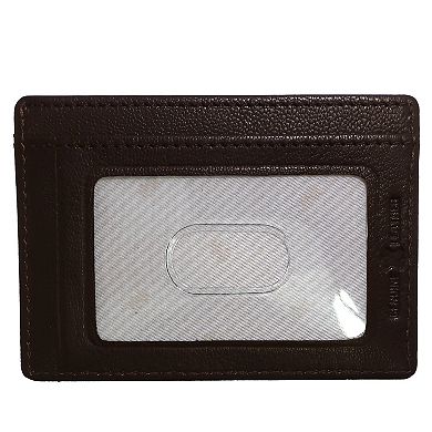Men's IZOD RFID Genuine Leather ID Wallet with Clear ID Window